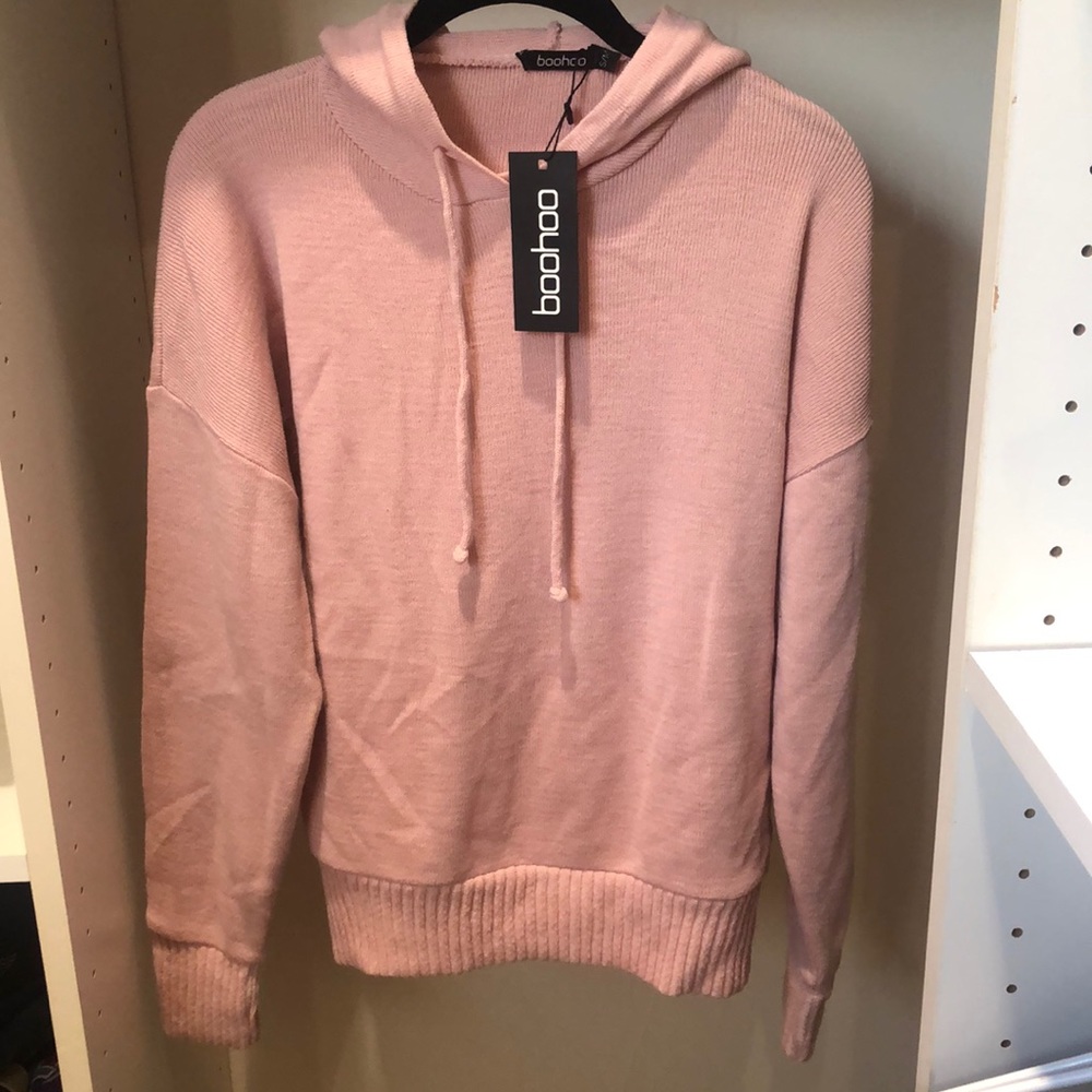 NEW dusty rose knit hooded sweatshirt